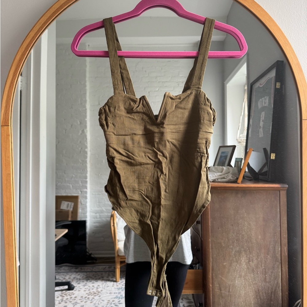 Free People Olive Green Bodysuit